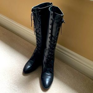 Loeffler Randall black leather boots sz 8.5